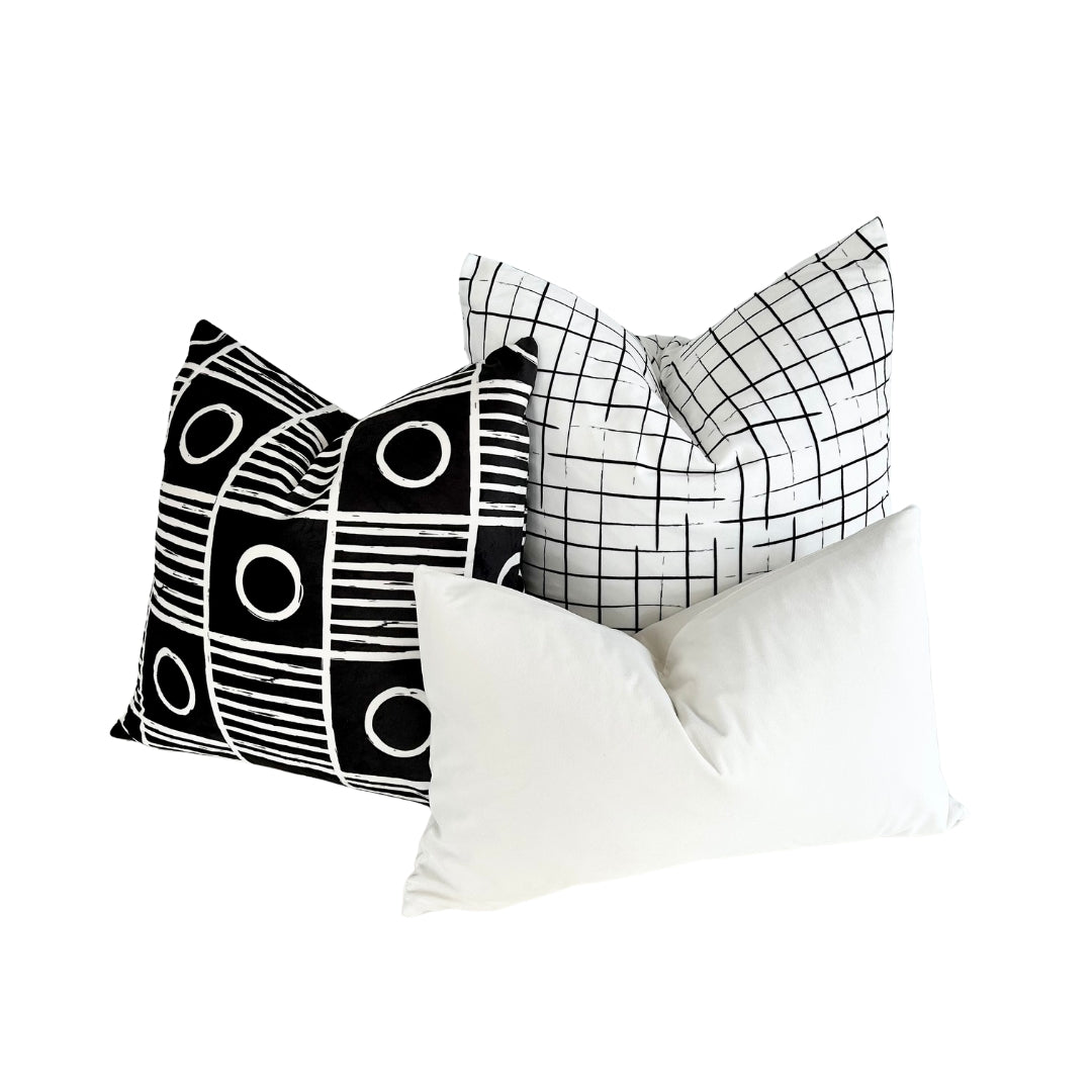 Geometric Black Throw Pillow 20"
