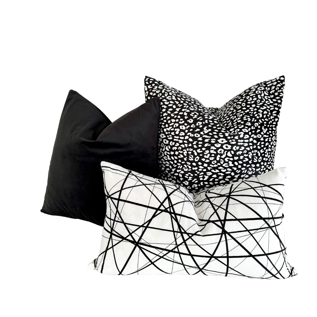Leopard Black Throw Pillow 24"