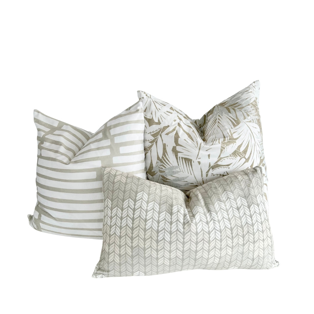 Floral Beige Throw Pillow 22"